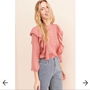 Free People Jasmine Ruffle Blouse Rose